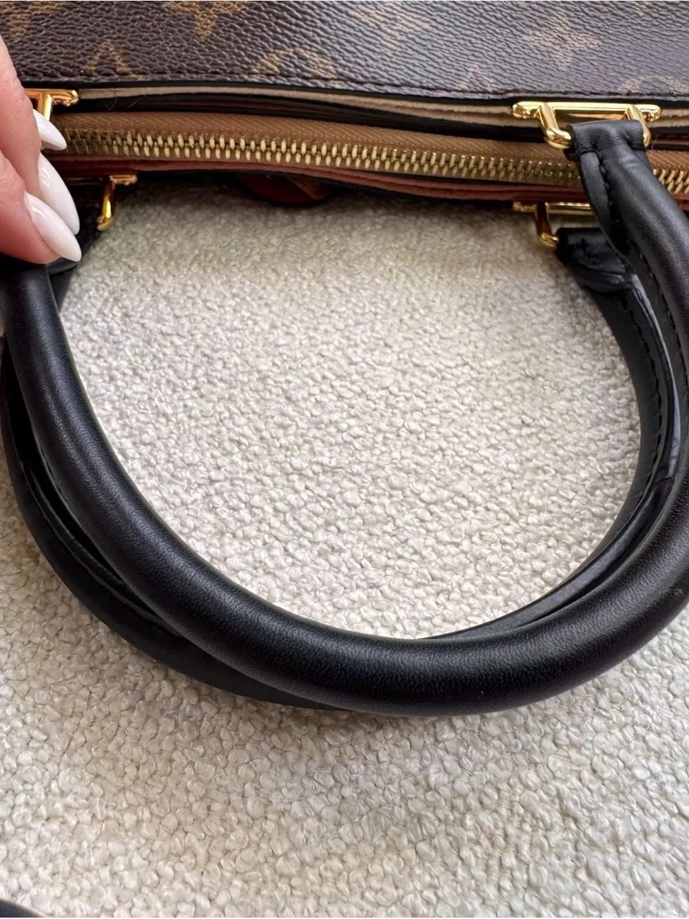 Louis Vuitton Monogram Tote with Pink Leather Tab and Gold Hardware
